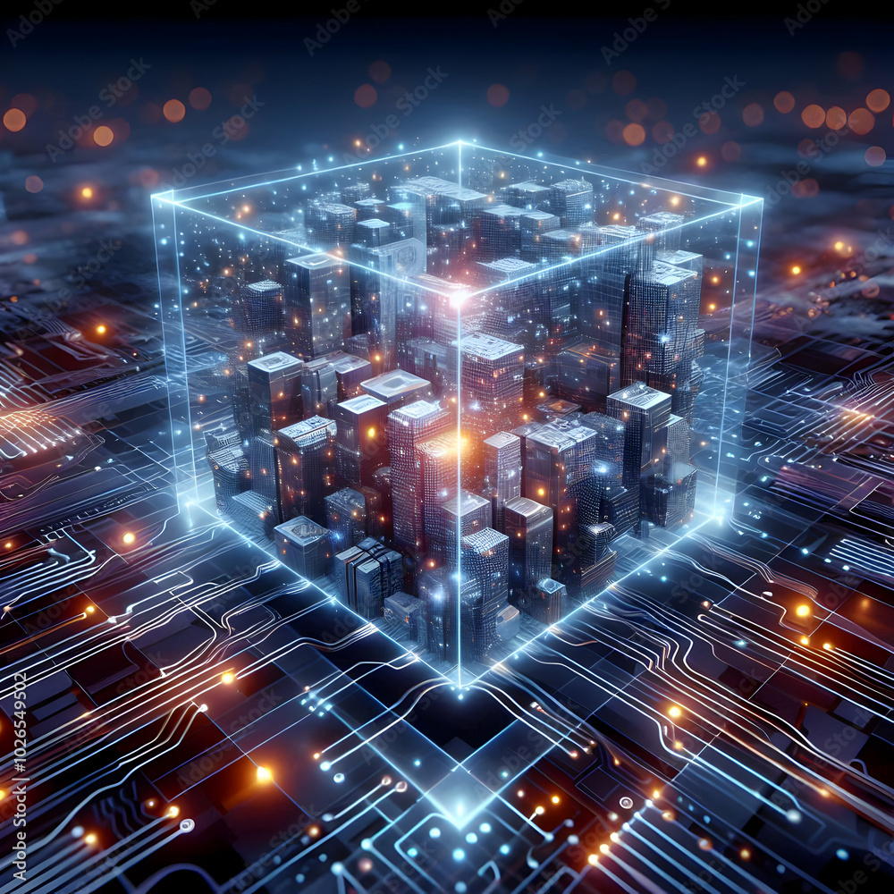 Obraz premium Quantum Computing Represented by Digital Cubes