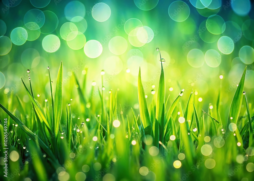 Obraz premium Bokeh Effect Green Grass Field Background for Design and Textures
