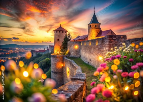 Bokeh Effect of Historic Old Fortification Erven Eice in Serene Landscape photo