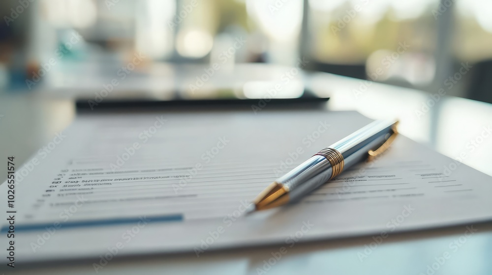 Ready to Sign: A close-up shot of a pen resting on a document, capturing the anticipation and readiness for a key decision. The pen is poised above the document. Ready to Sign: A close-up shot of a pen resting on a document, capturing the anticipation and readiness for a key decision. The pen is poised above the document.