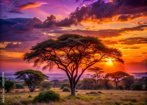 Breathtaking African Sunset Over Zululand Landscape - Nature Photography