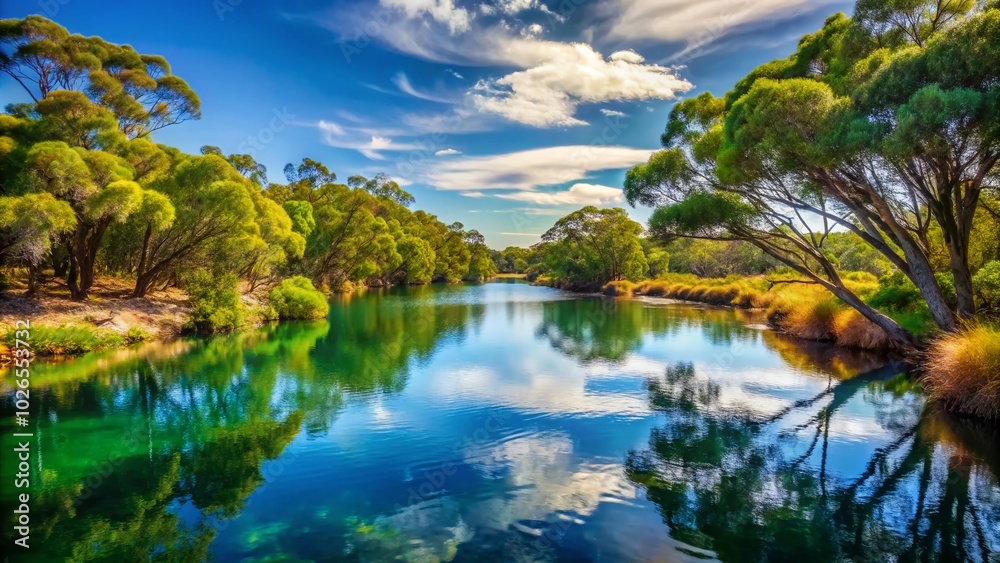 Scenic Moore River Landscape: Serene Waters, Lush Greenery, and Tranquil Nature Views in Western Australia