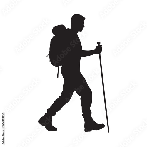 Silhouette of a hiking man