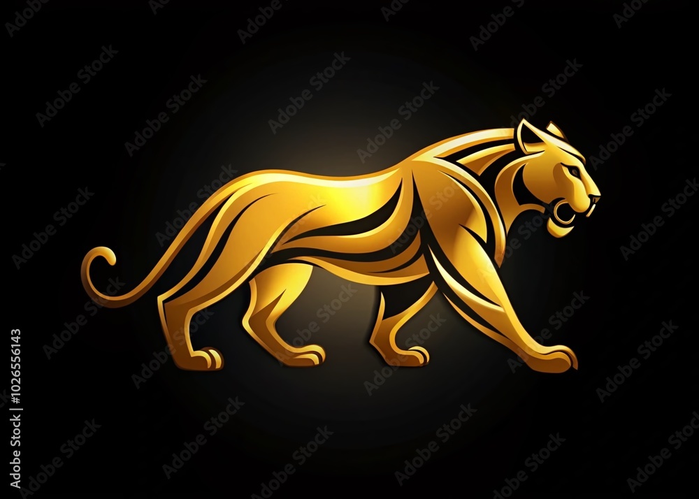 Fototapeta premium Sleek Golden Panther Logo Design for Modern Branding and Creative Projects in Luxury and Elegance Themes