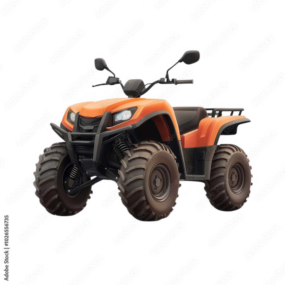 Orange ATV on white isolated background Orange ATV on white isolated background