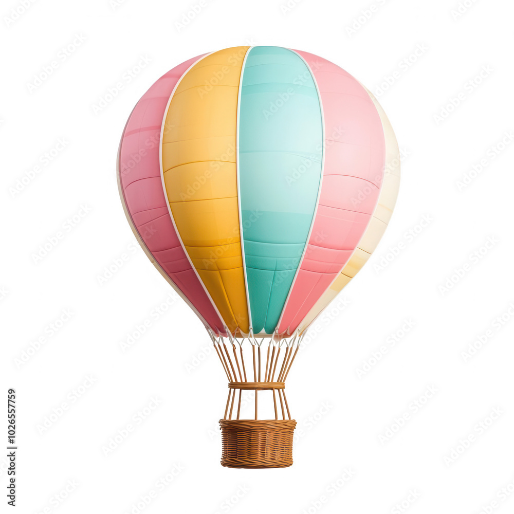 Fototapeta premium Colorful hot air balloon, white isolate background