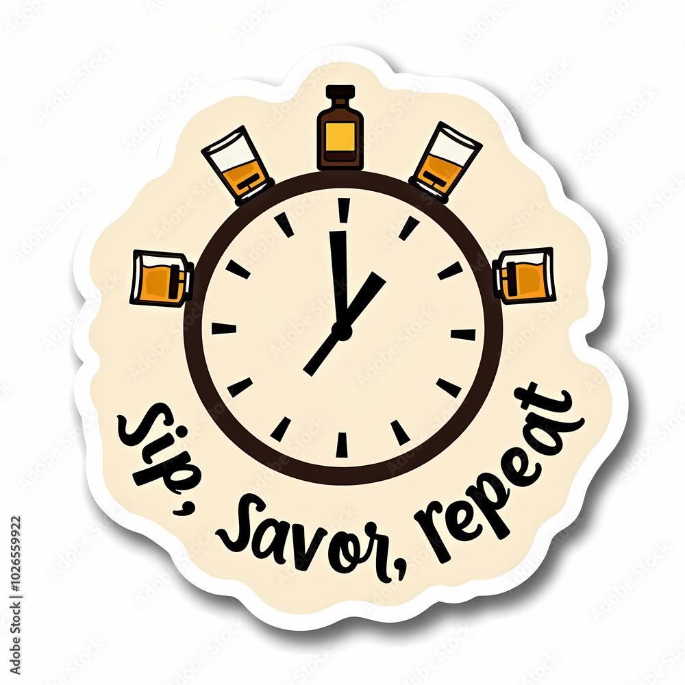 ip Savor Repeat clock with whiskey glasses and bottle ip Savor Repeat clock with whiskey glasses and bottle