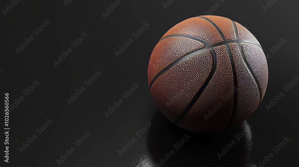 Black basketball in 3D rendering on a black background. Black basketball in 3D rendering on a black background.