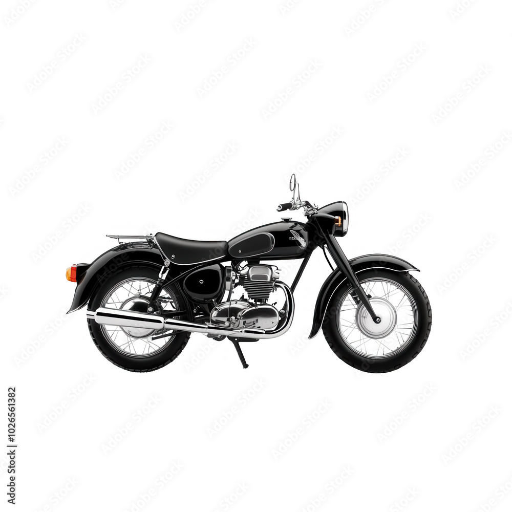 Classic black motorcycle with chrome details on a white isolate background. Classic black motorcycle with chrome details on a white isolate background.