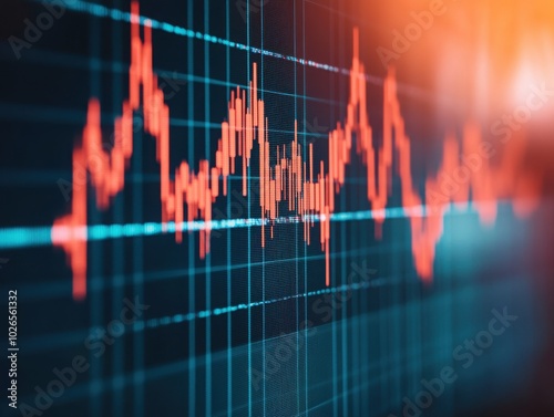 Dynamic financial graph showcasing trends and fluctuations in market data, ideal for finance, investment, and analytics.