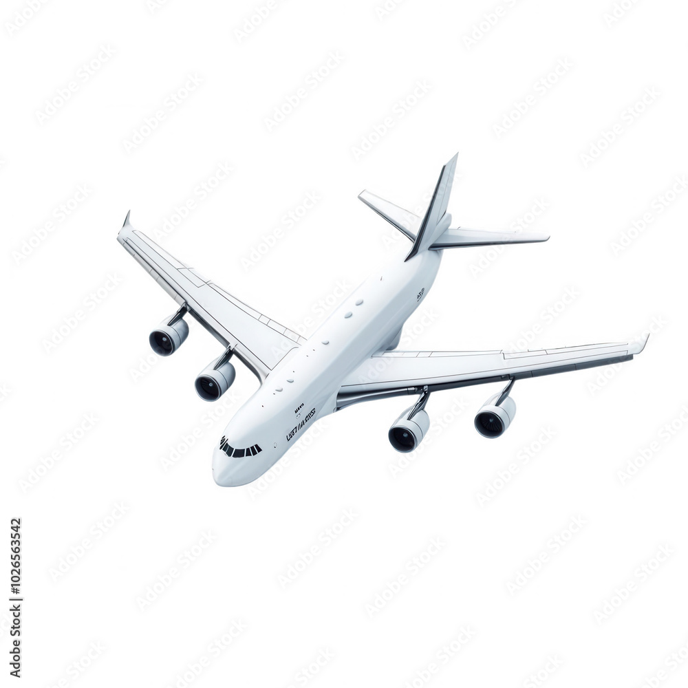 White airplane flying in the sky, isolated on a clean background. White airplane flying in the sky, isolated on a clean background.