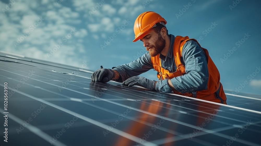 custom made wallpaper toronto digitalSolar Power Engineer Installing Solar Panels on a Rooftop for Renewable Energy