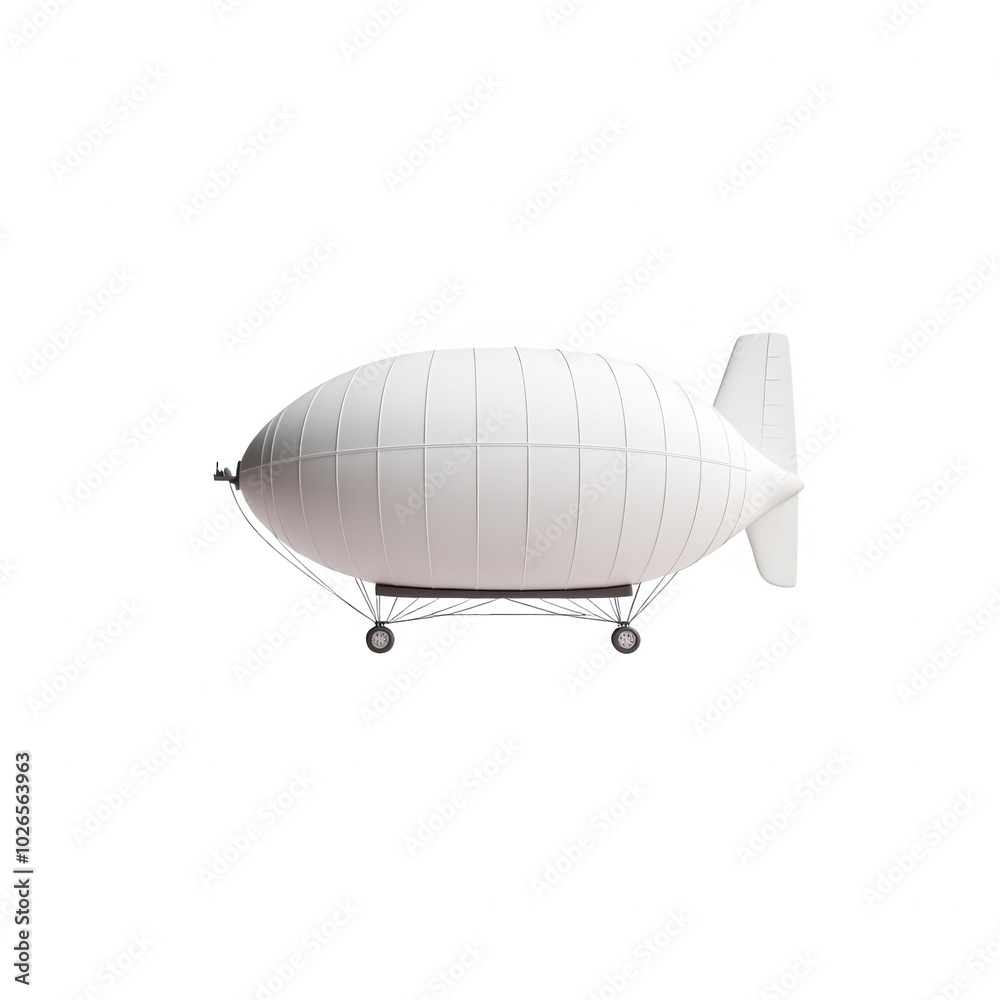 White zeppelin on a transparent background for creative use.