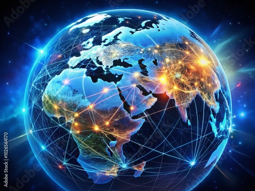 Stunning Digital Globe with Vibrant Colors and Detailed World Map for Global Connectivity and Technological Innovation