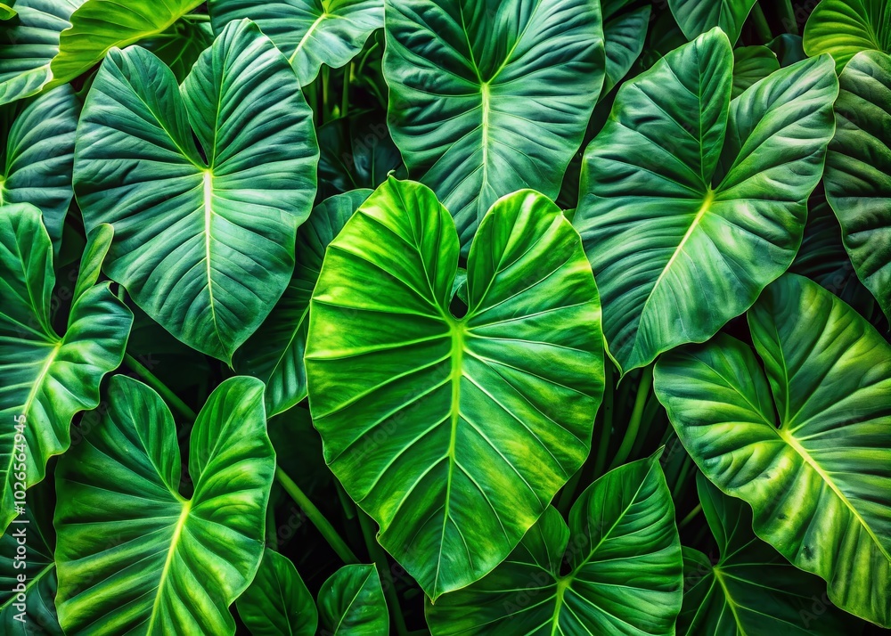 Naklejka premium Stunning Elephant Ear Plant Images Showcasing Lush Green Leaves and Tropical Aesthetic for Home and Garden Decor