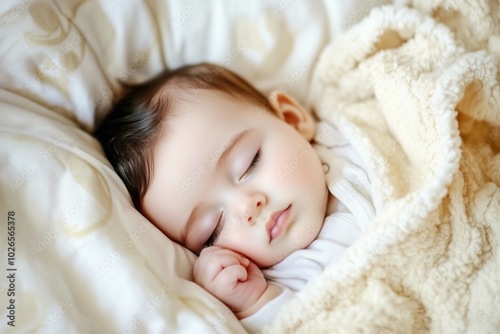 Little baby napping, relaxed sleeping. Space for copy Little baby napping, relaxed sleeping. Space for copy