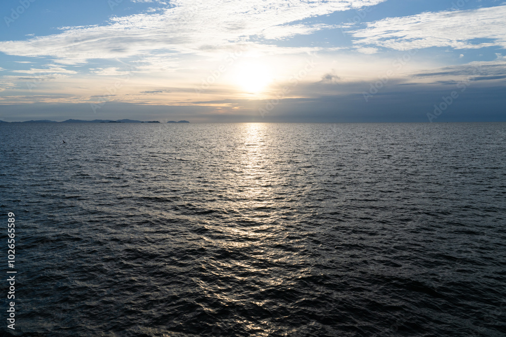 sunset in the cloud over the sea
