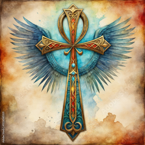 Egyptian Cross Ankh Watercolor