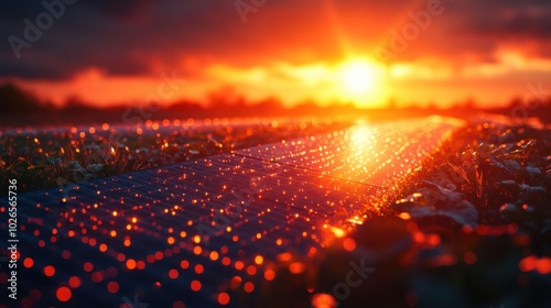 Solar Panels Aligned in Neat Rows on a Solar Farm Providing Renewable Energy Solutions photo