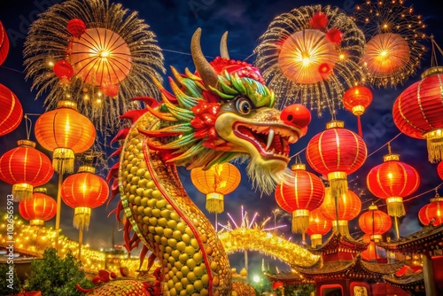 Celebrate Lunar New Year with vibrant Dragon decorations, infusing joy and prosperity into your festivities, symbolizing strength, good luck, and new