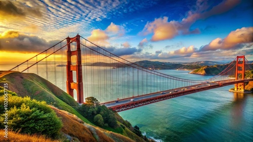 Stunning Golden Gate Bridge in Portugal: A Scenic View of Iconic Architecture Against a Breathtaking Landscape