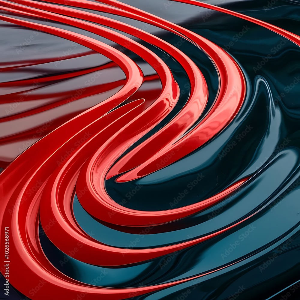Abstract reflection background with curvy red lines Abstract reflection background with curvy red lines