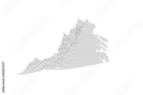 Photography Virginia Elevation Ridgeline Map - Topographic SVG Visualization of State Terrai