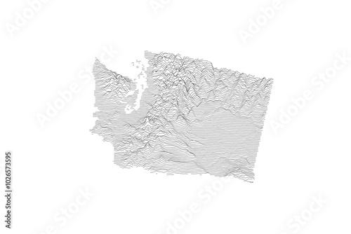 Washington Elevation Ridgeline Map - Topographic SVG Visualization of State Terrain from Pacific Coast to Cascade Range