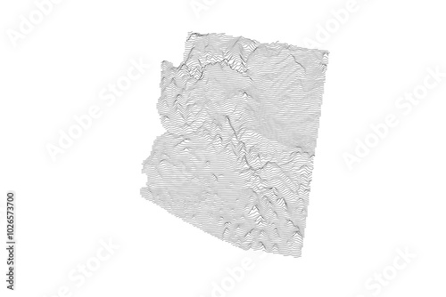 Arizona Elevation Ridgeline Map - Topographic SVG Visualization of State Terrain from Sonoran Desert to Colorado Plateau