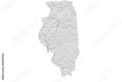 Illinois Elevation Ridgeline Map - Topographic SVG Visualization of State Terrain from Mississippi River Valley to Shawnee Hills