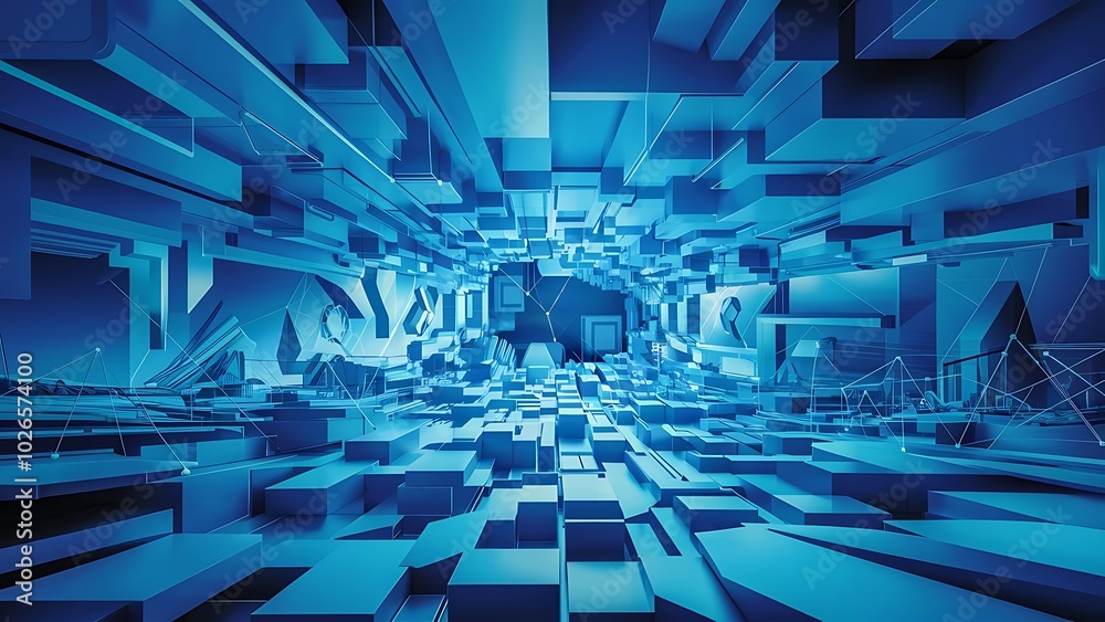 Blue geometric abstract technology and science backgroun Blue geometric abstract technology and science backgroun