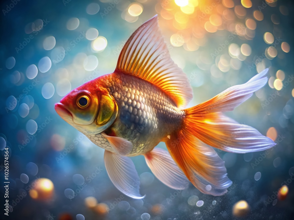 Closeup of a Goldfish Showcasing Its Scales in a Minimalist Setting Closeup of a Goldfish Showcasing Its Scales in a Minimalist Setting