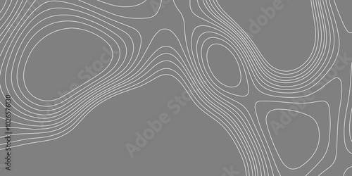 Vintage detailed contour topographic map abstract vector background, relief map with hills and mountain vector grey background fresh contour map texture terrain lines and strokes on fresh white line.