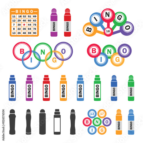 Bingo Vector, Bingo balls SVG, bingo card, bingo Dauber Vector, bingo coloring SVG, Cut file for silhouette, eps, clipart