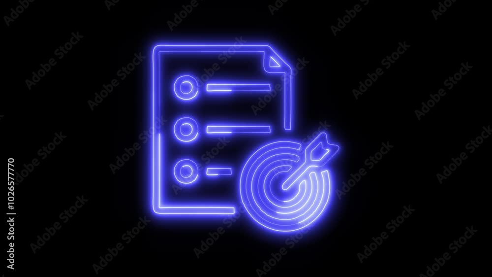 Business Skills Goal Outline Icon in HD Video Neon Animation – Achievement and Target Symbol on Black Background Business Skills Goal Outline Icon in HD Video Neon Animation – Achievement and Target Symbol on Black Background