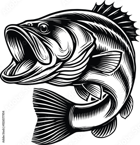 Bass fish vector illustration.