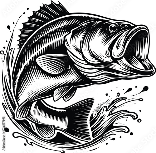 Bass fish vector illustration.