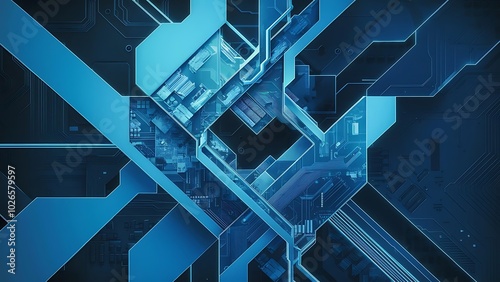 Blue geometric abstract technology and science backgroun