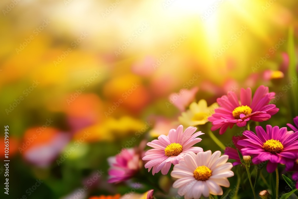 Vibrant Spring Flowers in Bloom with Sunshine Vibrant Spring Flowers in Bloom with Sunshine
