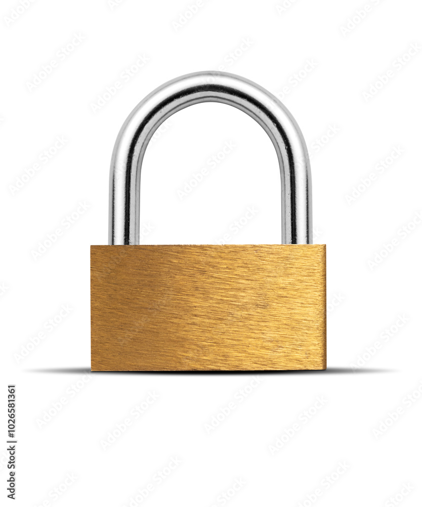 Closed steel padlock, Photography with clipping path in high resolution Closed steel padlock, Photography with clipping path in high resolution