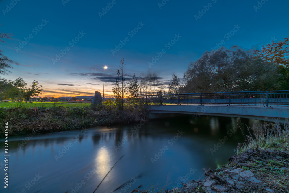 Autumn sunny evening near Vltava river in Ceske Budejovice Autumn sunny evening near Vltava river in Ceske Budejovice