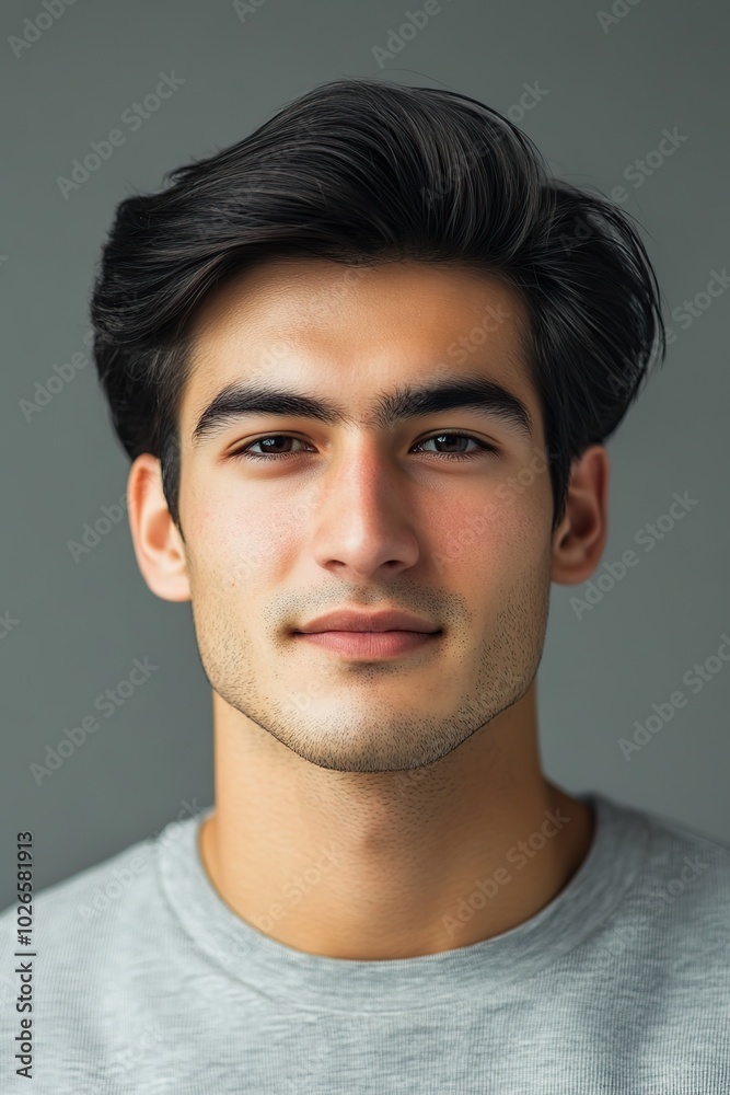 Portrait of handsome woman with model face and black hair Portrait of handsome woman with model face and black hair