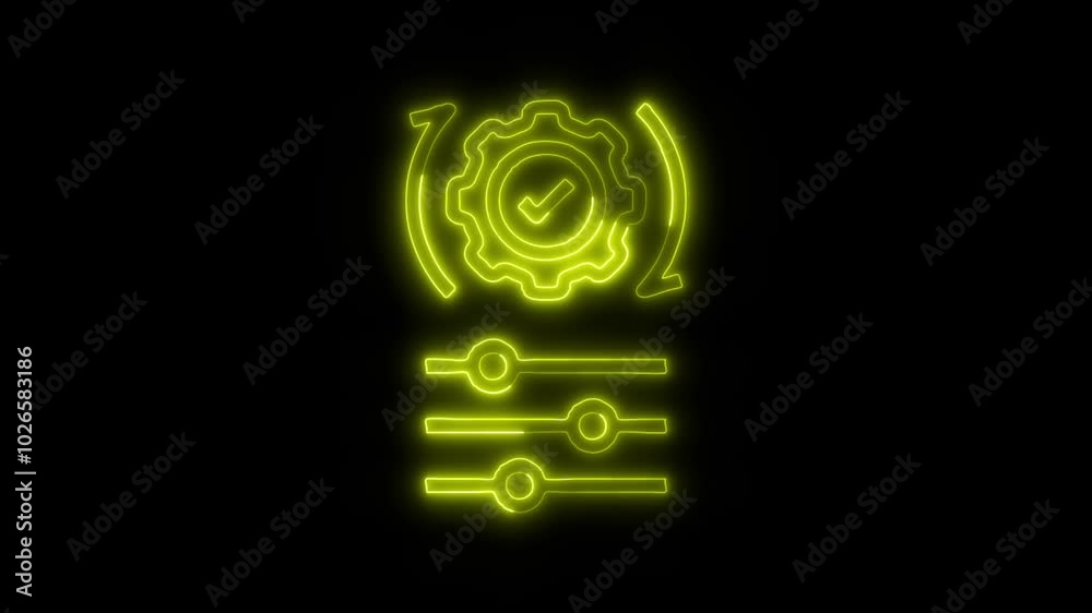 Data Analysis Optimize Outline Icon in HD Video Neon Animation – Efficiency and Strategy Symbol on Black Background