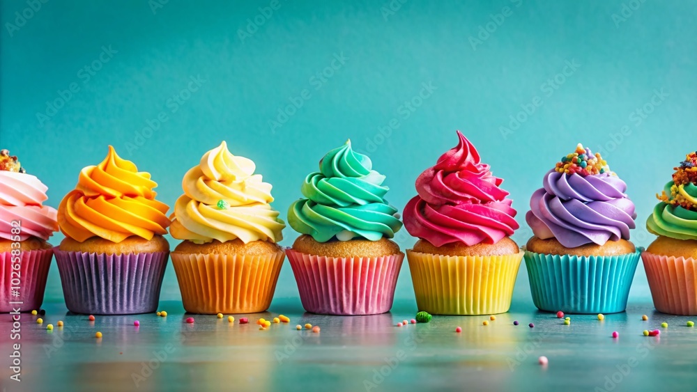 Colorful Cupcakes with Frosting and Sprinkles - A Sweet Treat Delight for Celebrations Colorful Cupcakes with Frosting and Sprinkles - A Sweet Treat Delight for Celebrations