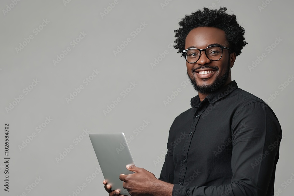 Young man IT freelancer working on laptop Young man IT freelancer working on laptop