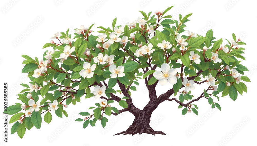 Kousa Dogwood Tree on White Kousa Dogwood Tree on White
