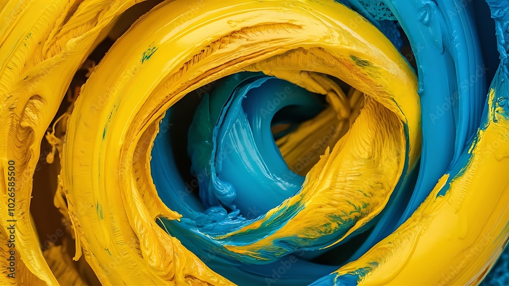 Abstract acrylic texture colored with yellow and blue paint Abstract acrylic texture colored with yellow and blue paint