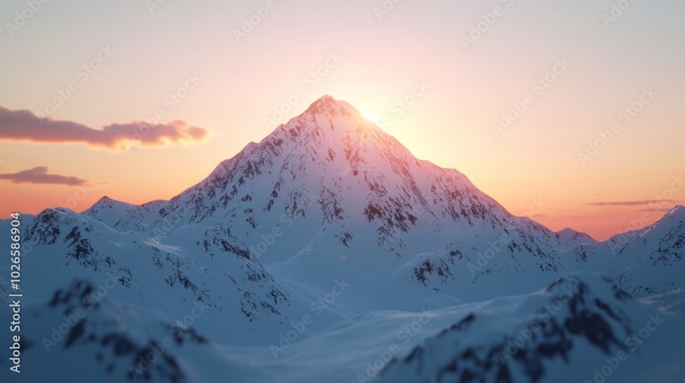 Snowy Mountain at Sunrise with Scenic Background Snowy Mountain at Sunrise with Scenic Background