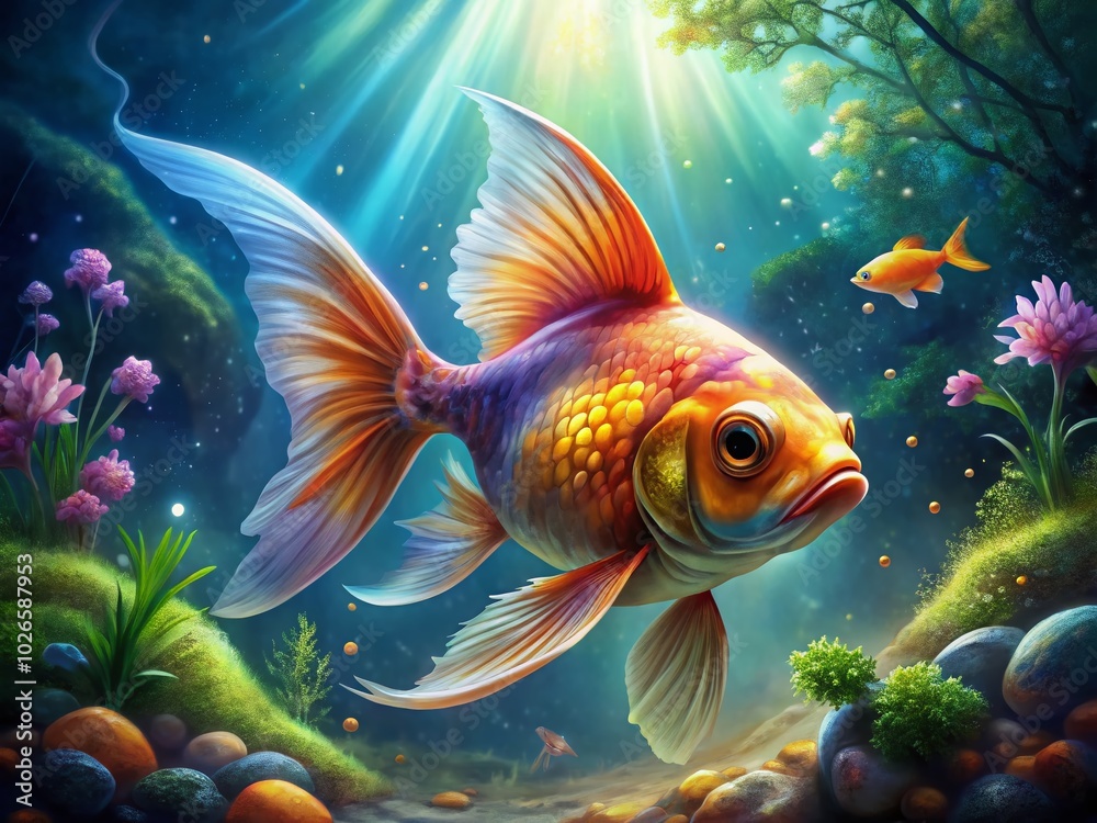Unique Goldfish with Legs: An Imaginative Aquatic Creature Blending Fantasy and Reality in a Captivating Underwater Unique Goldfish with Legs: An Imaginative Aquatic Creature Blending Fantasy and Reality in a Captivating Underwater