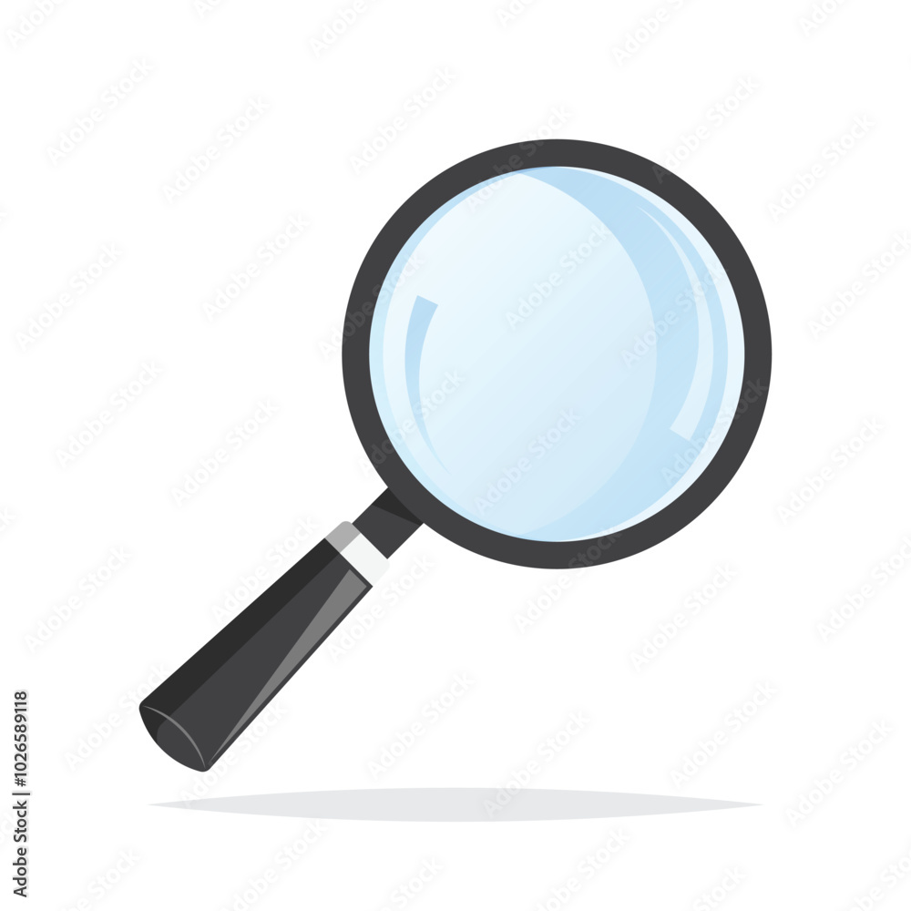 Magnifying glass icon in flat style. Loupe vector illustration on isolated background. Searching sign business concept.